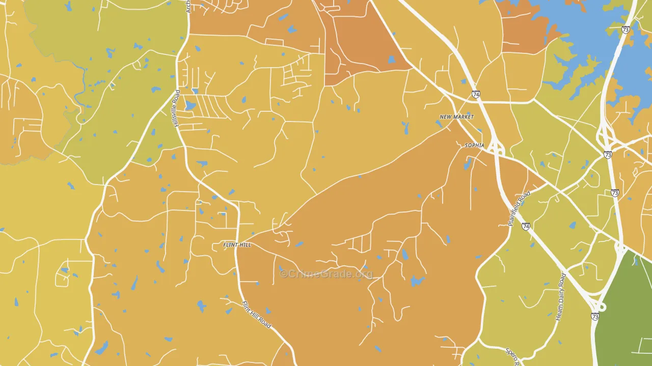 Sophia, NC Map of Assault Rates