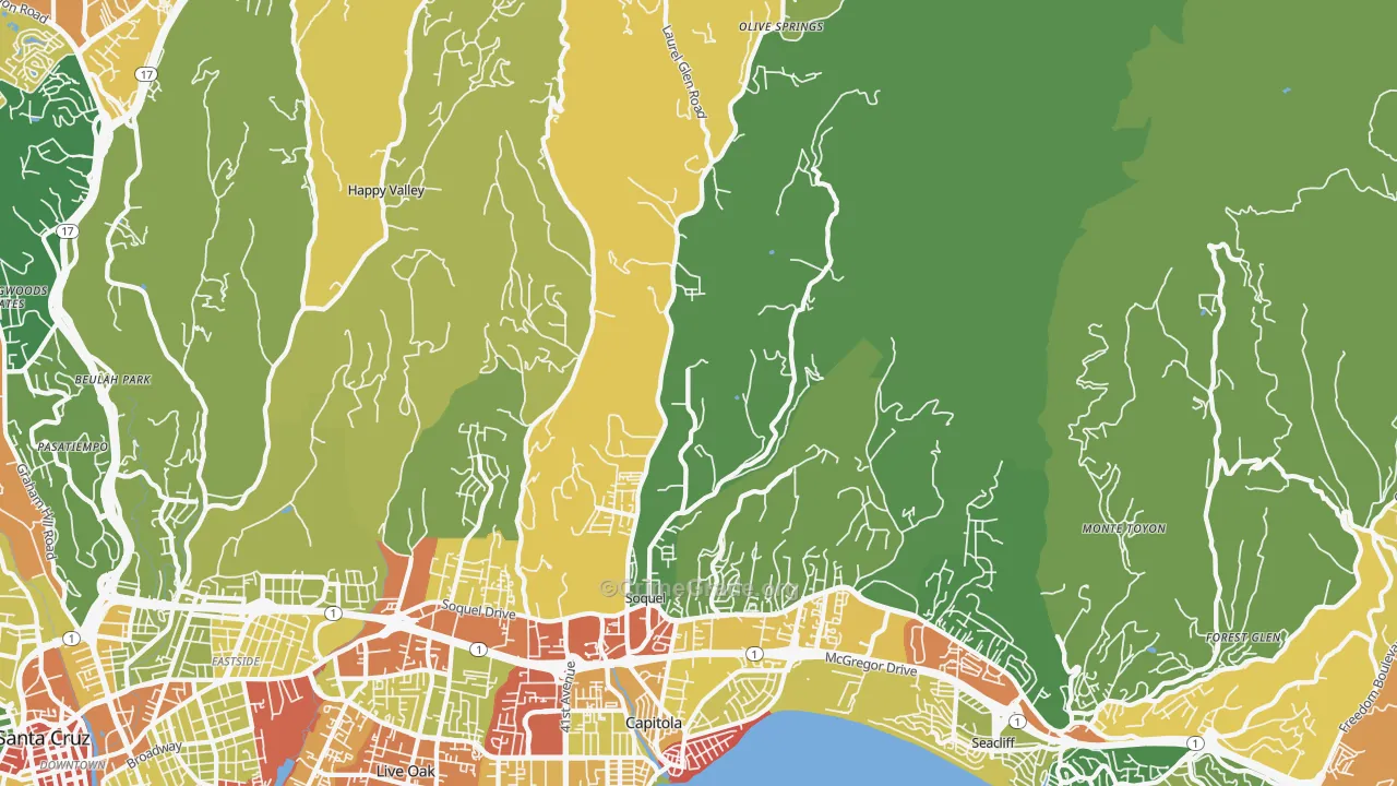Soquel, CA Map of Assault Rates