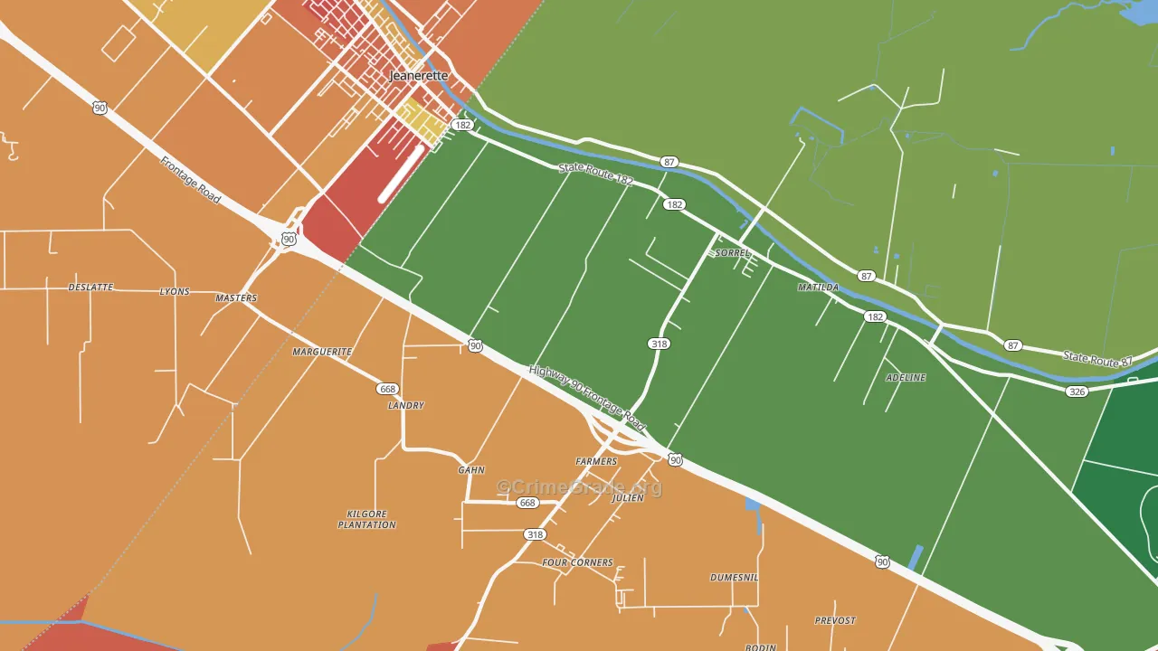 Sorrel, LA Map of Assault Rates