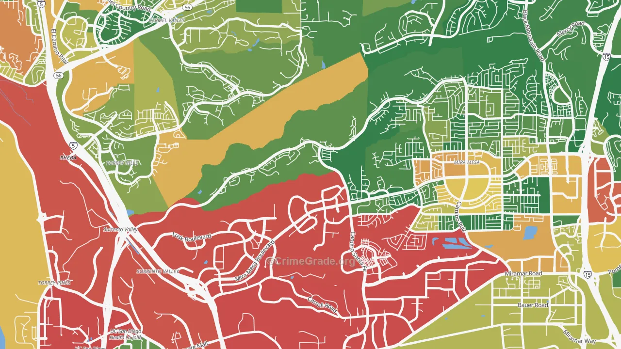 Sorrento Valley, San Diego, CA Map of Assault Rates