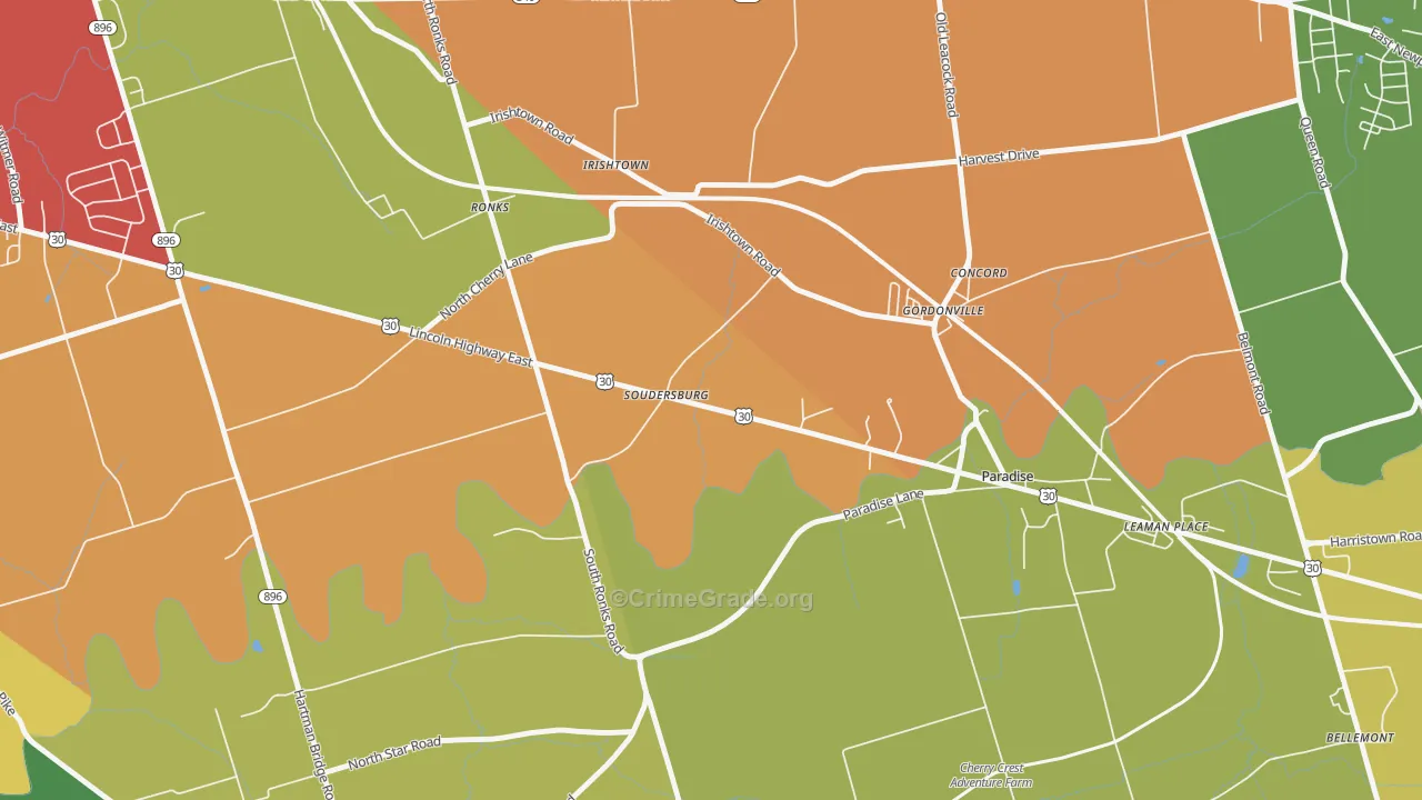 Soudersburg, PA Map of Assault Rates