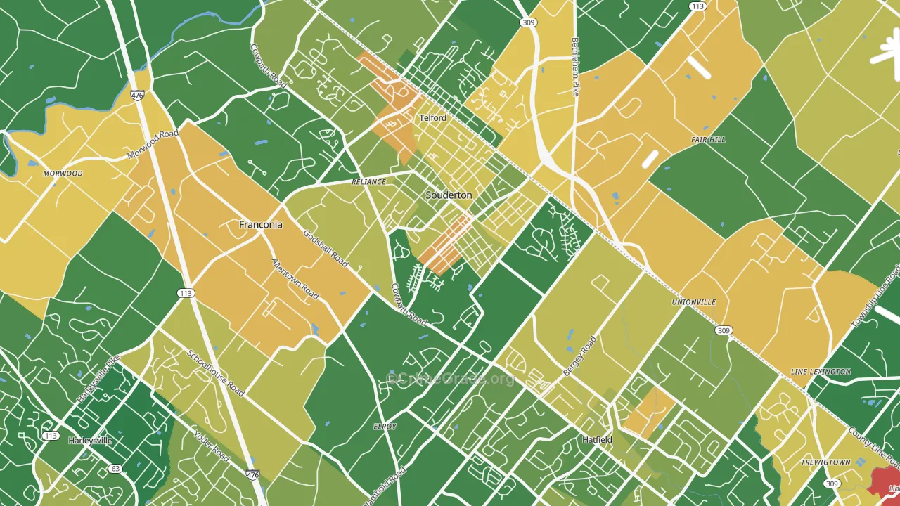 Souderton, PA Map of Assault Rates