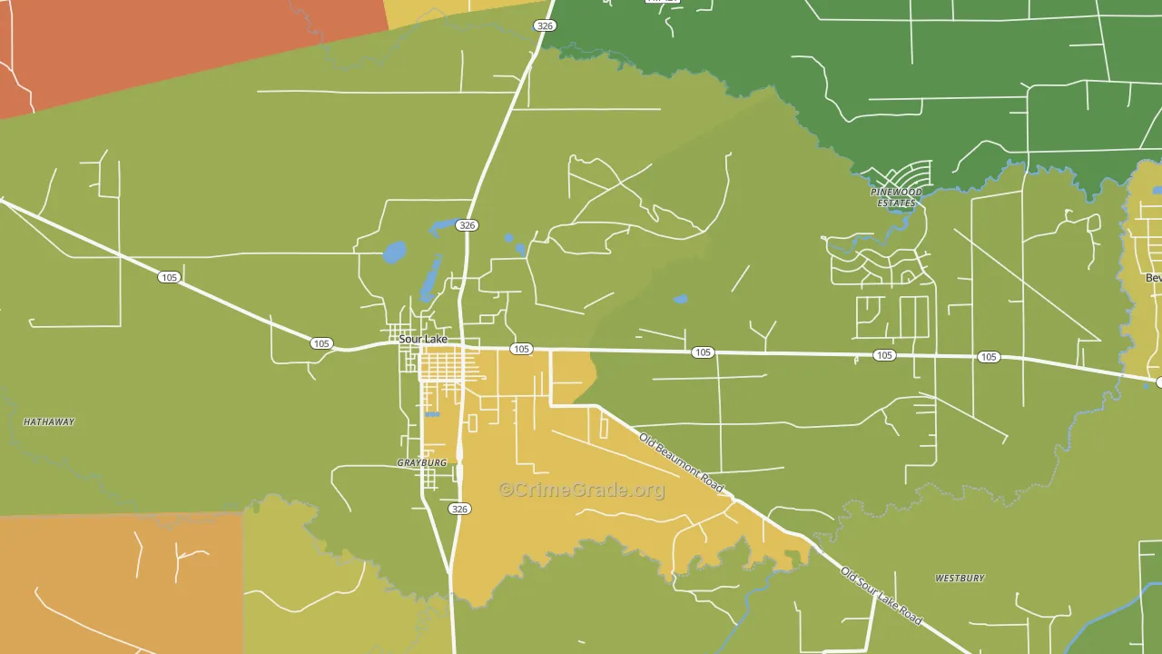 Sour Lake, TX Map of Assault Rates