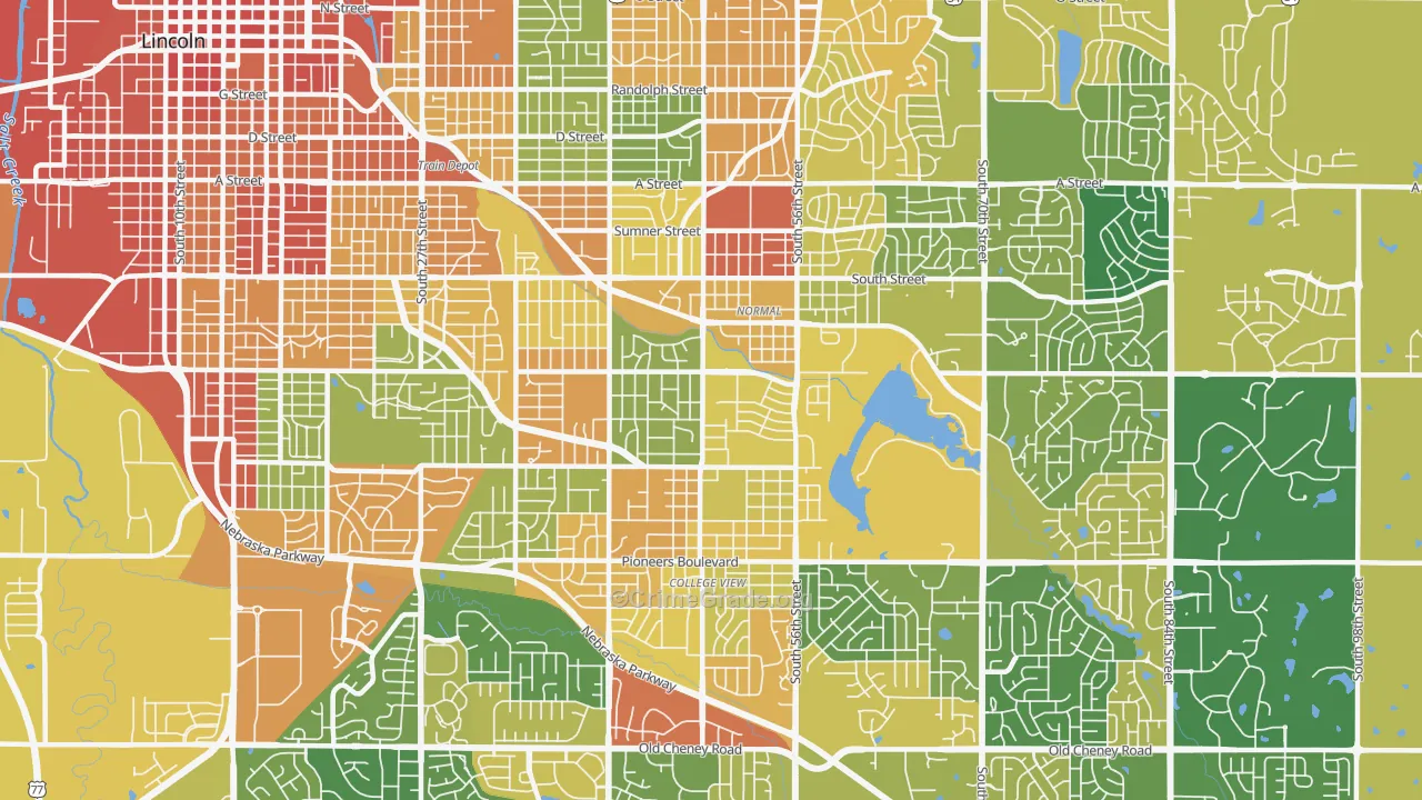 South 48th Street, Lincoln, NE Map of Assault Rates