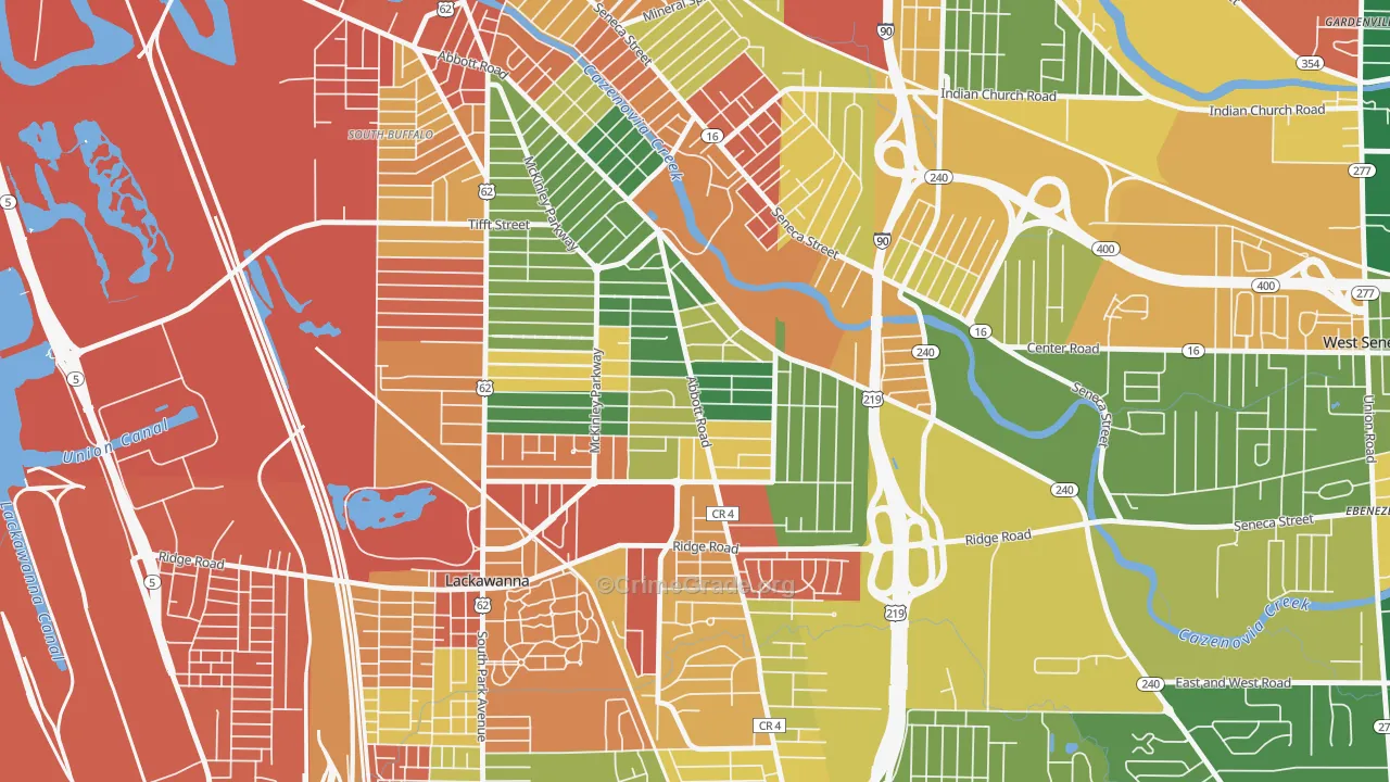 South Abbott, Buffalo, NY Map of Assault Rates