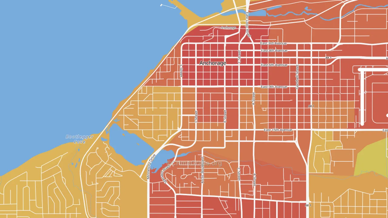South Addition, Anchorage, AK Map of Assault Rates