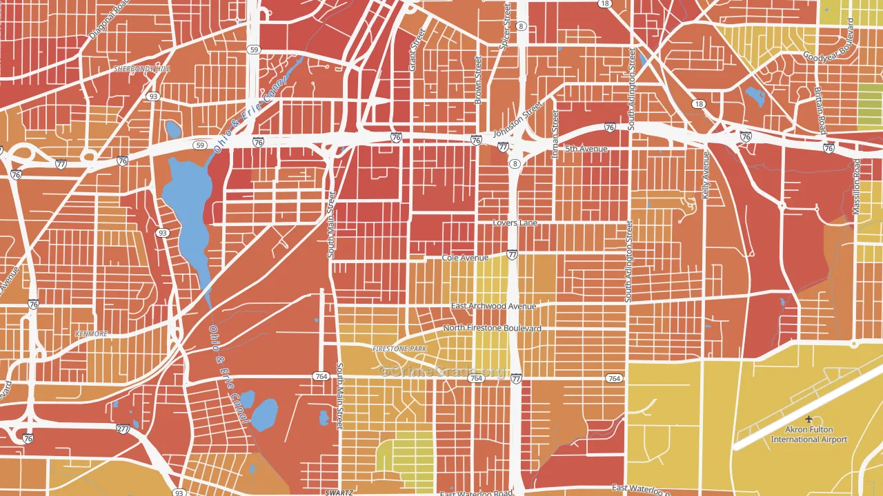 South Akron, Akron, OH Map of Assault Rates