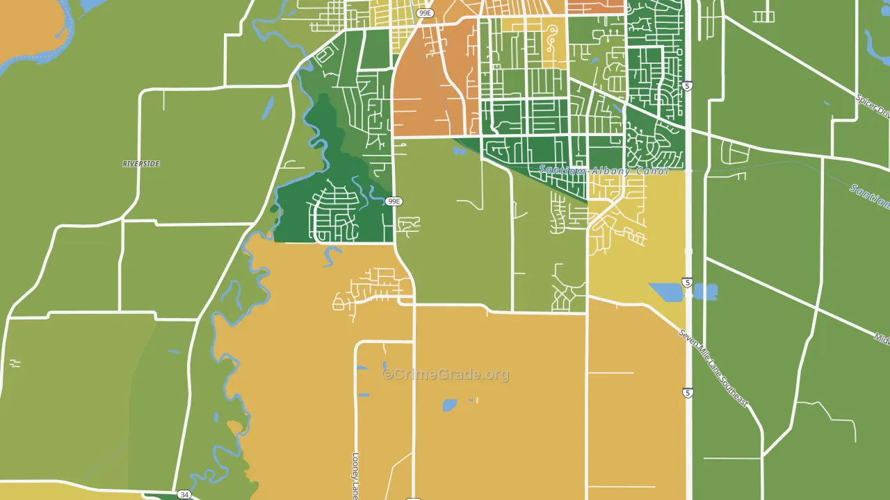 South Albany, Albany, OR Map of Assault Rates