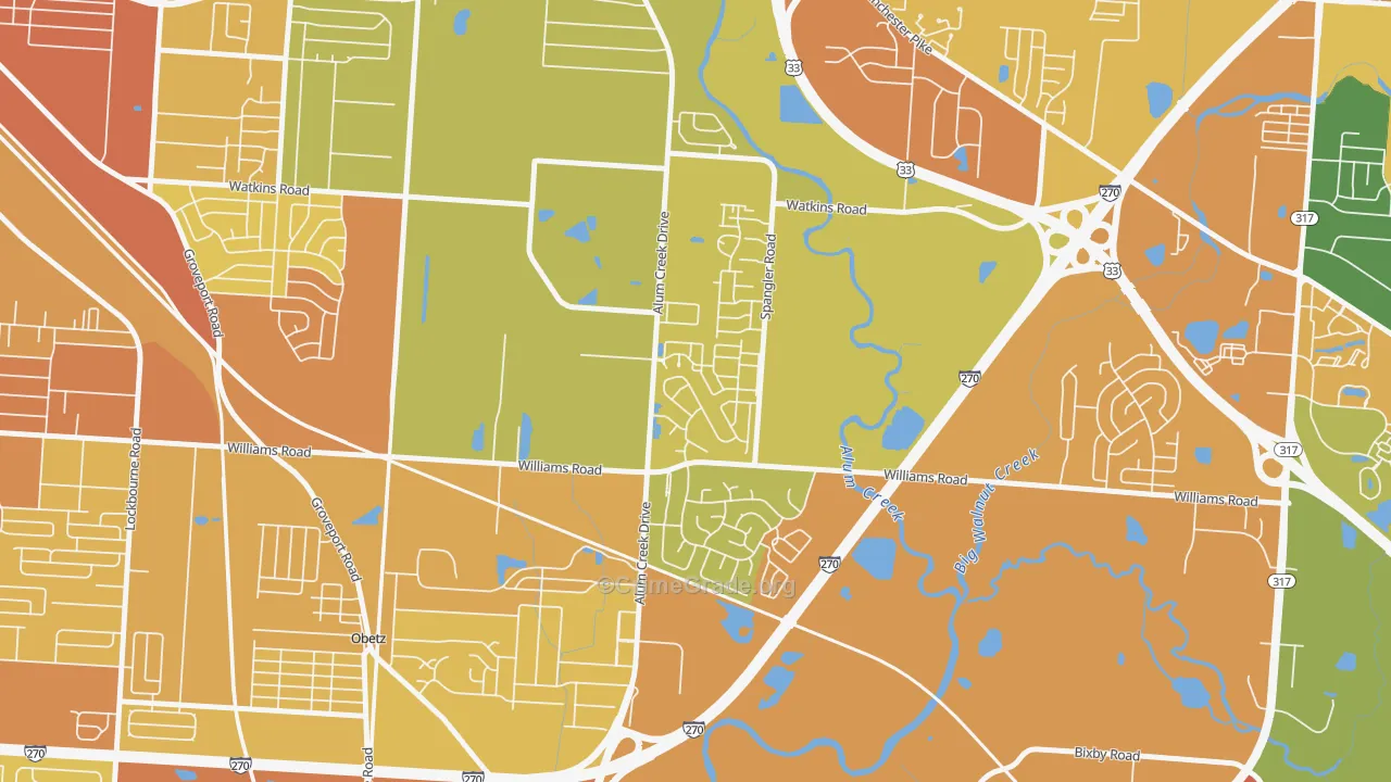 South Alum Creek, Columbus, OH Map of Assault Rates