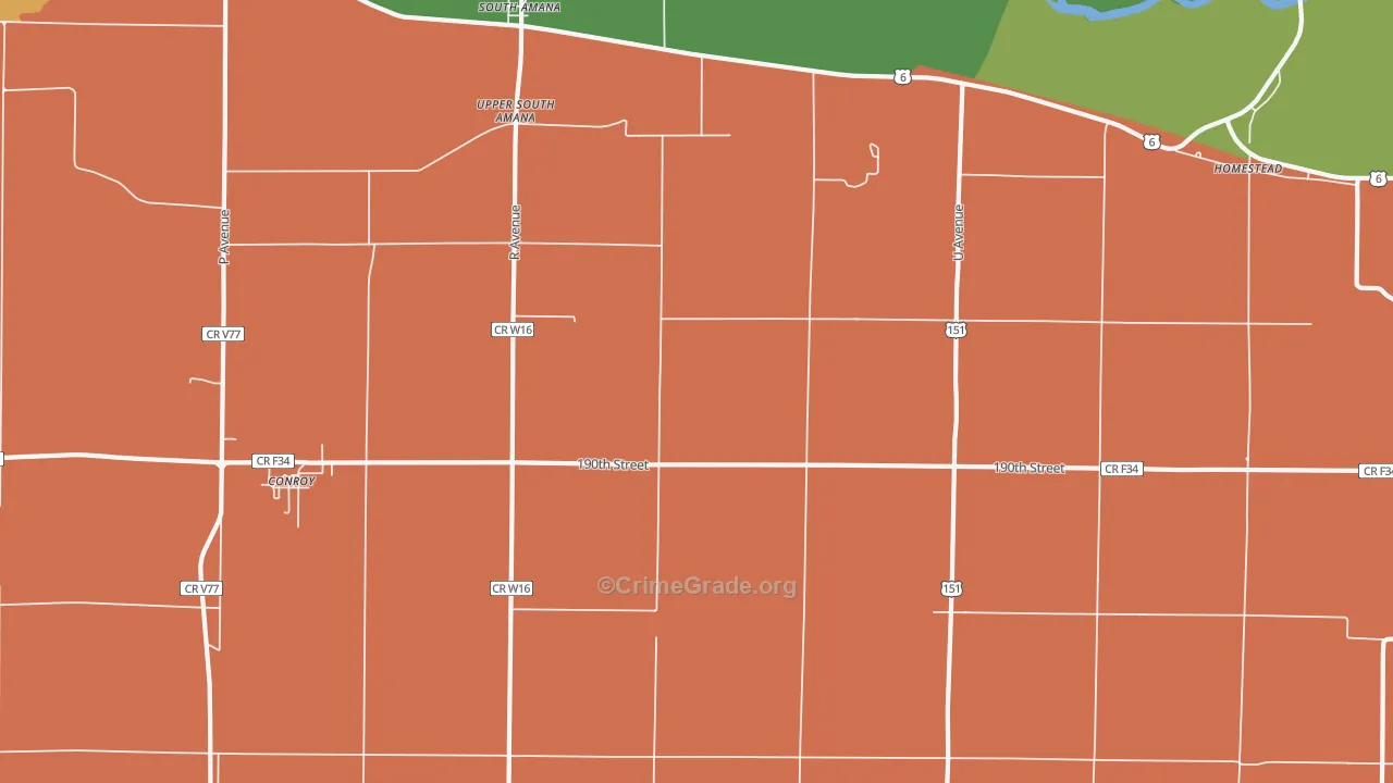 South Amana, IA Map of Assault Rates