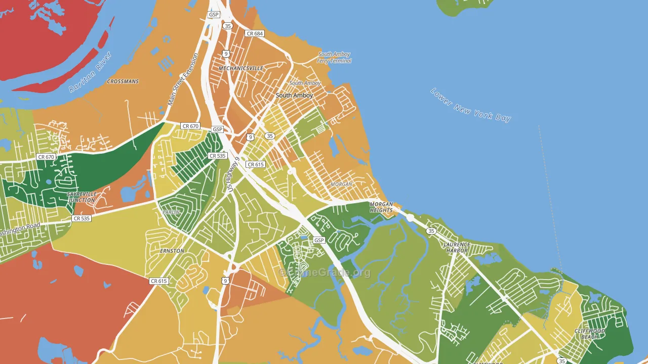 South Amboy, NJ Map of Assault Rates
