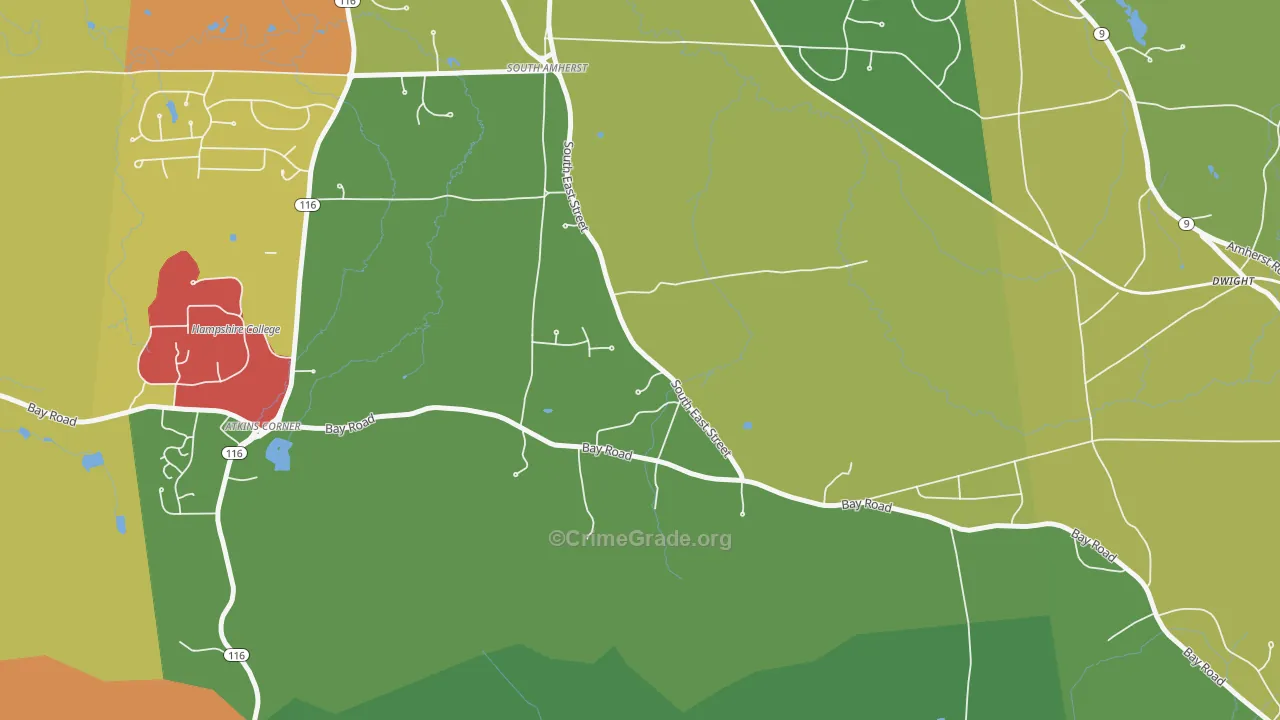 South Amherst, MA Map of Assault Rates