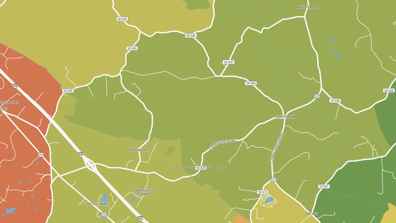 South Anna, VA Map of Assault Rates