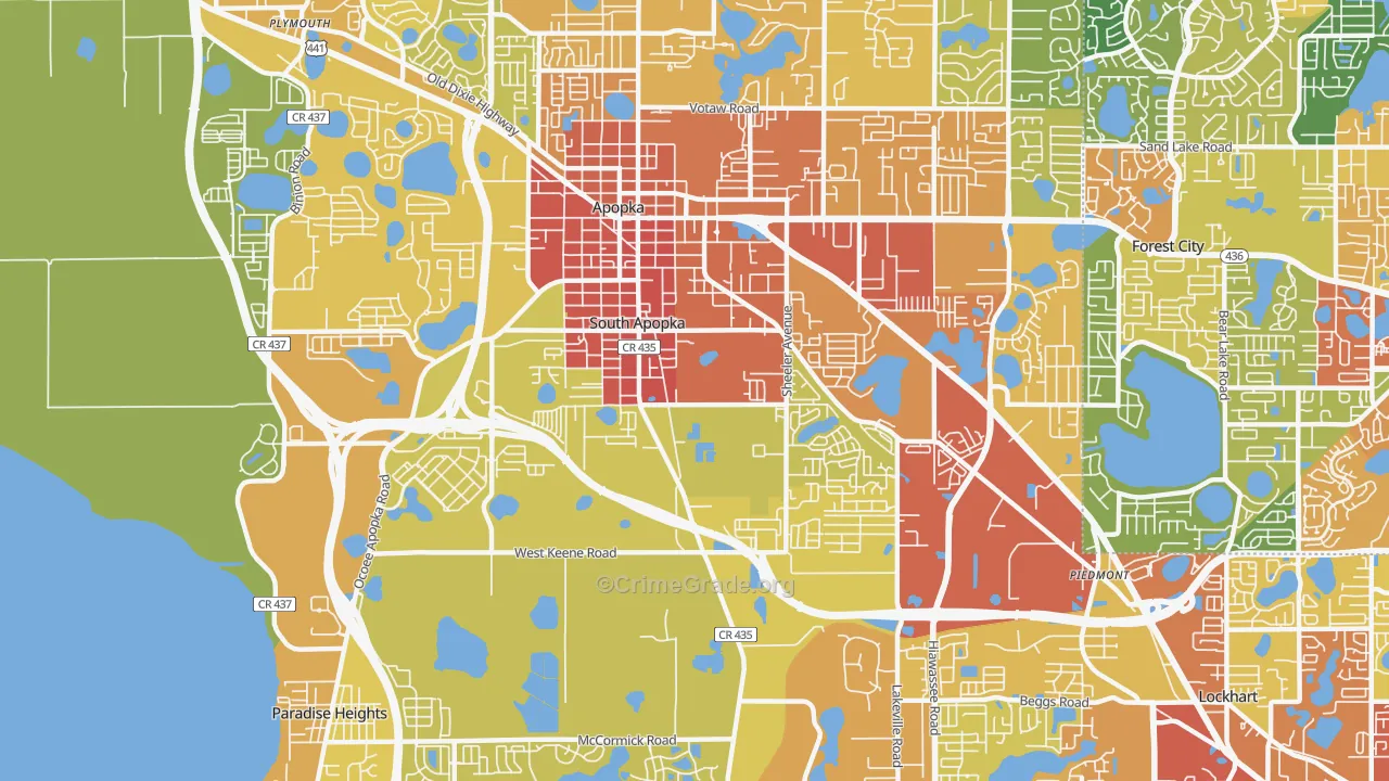 South Apopka, FL Map of Assault Rates