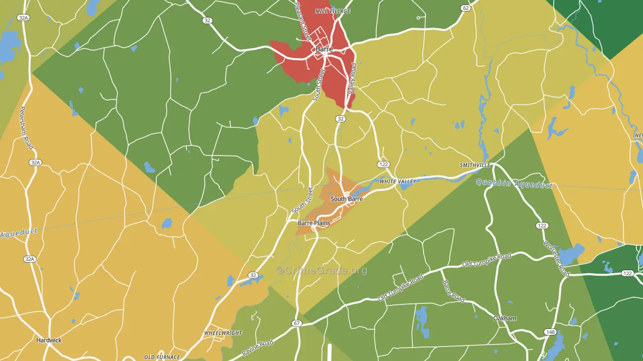 South Barre, MA Map of Assault Rates