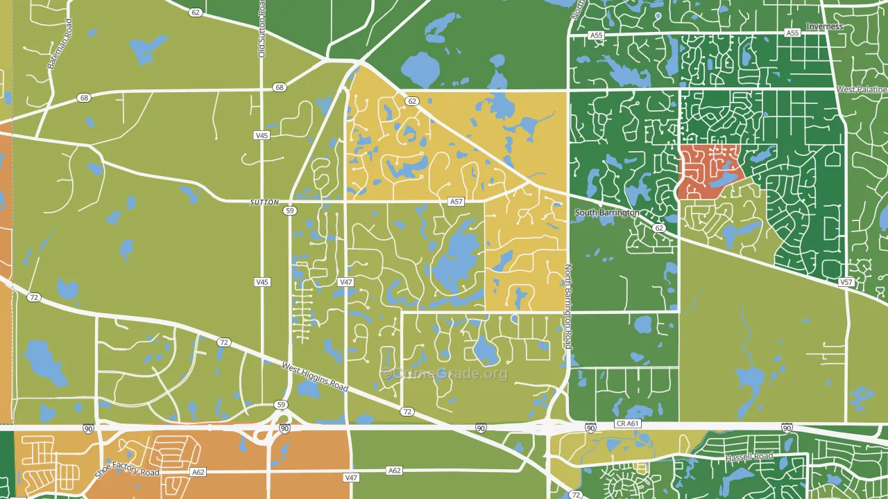 South Barrington, IL Map of Assault Rates