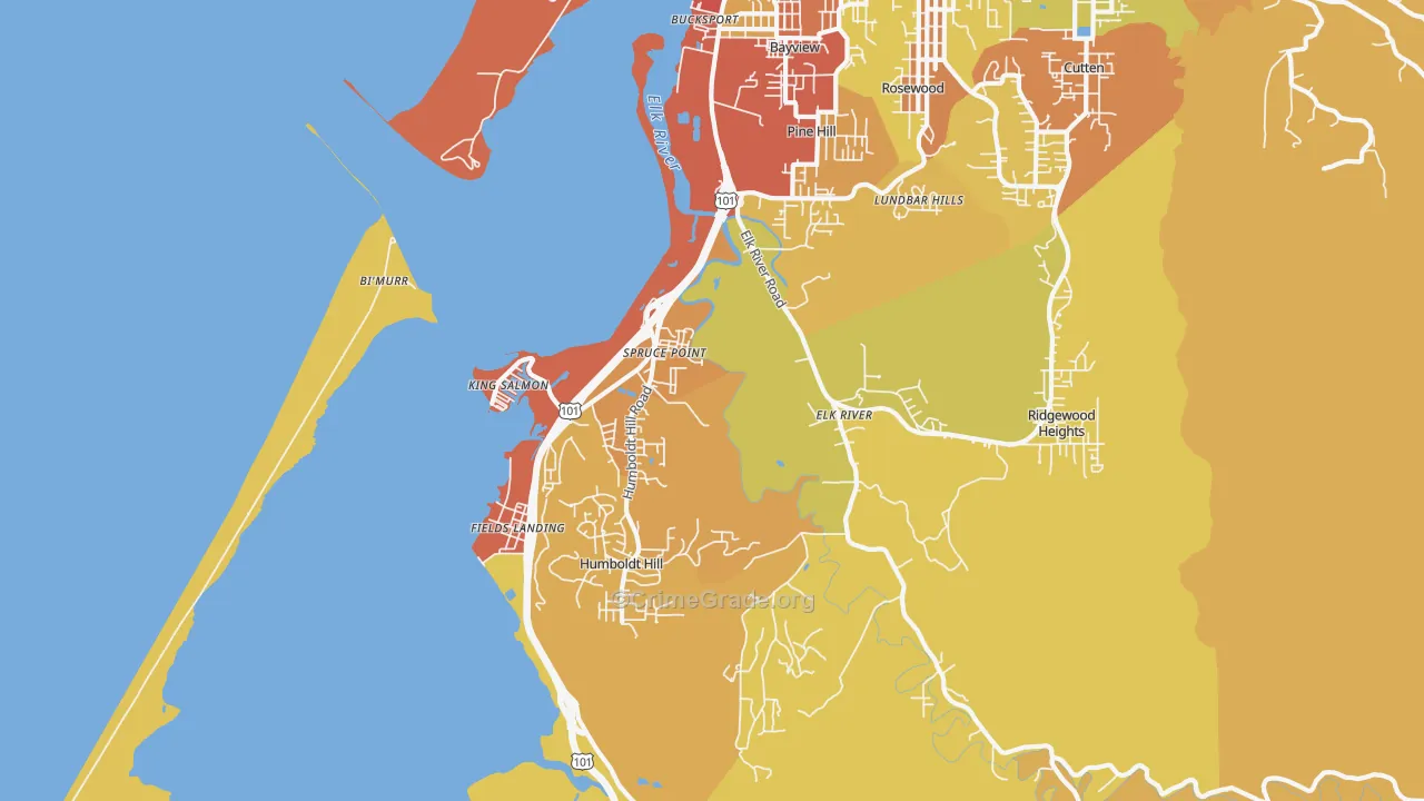 South Bay, Eureka, CA Map of Assault Rates