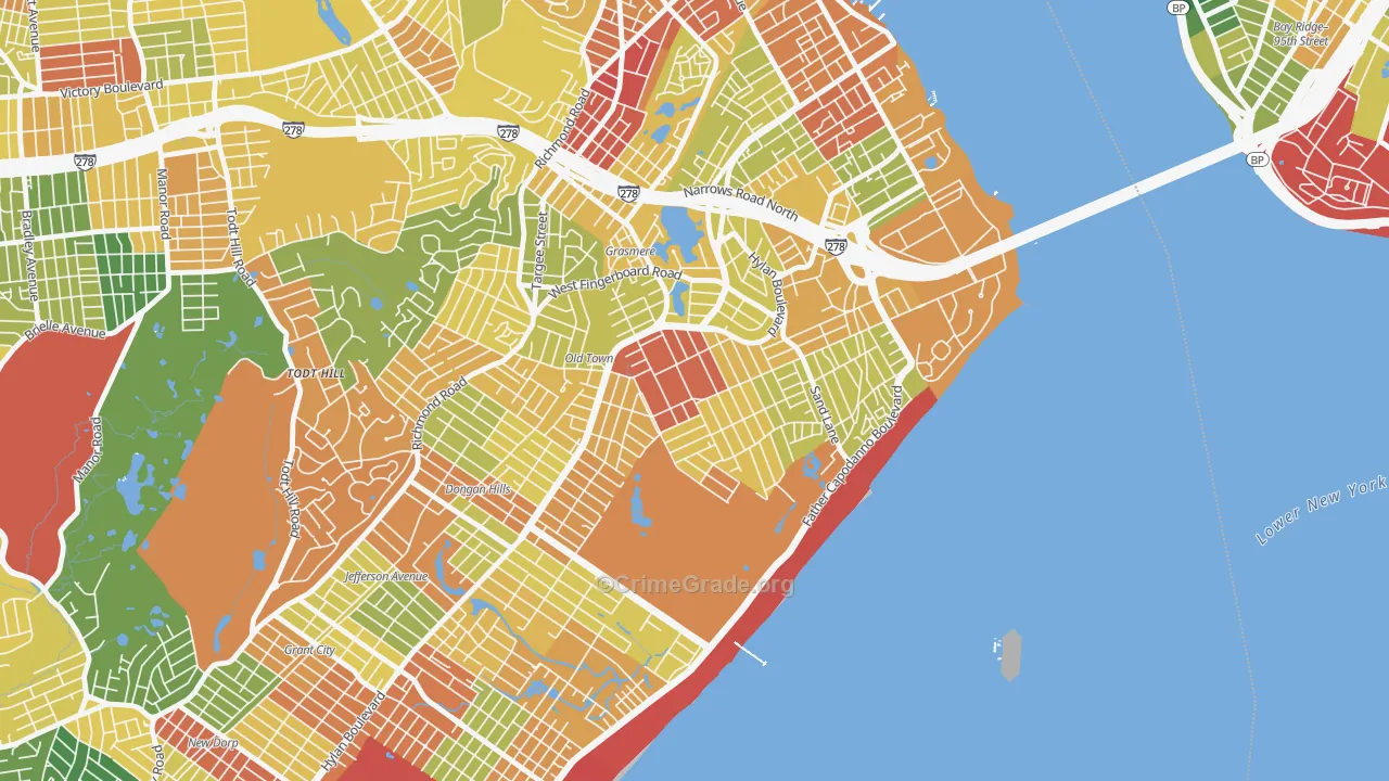 South Beach, Staten Island, NY Map of Assault Rates