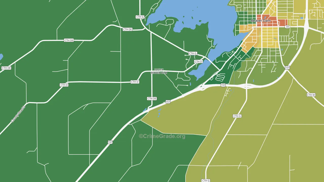 South Beaver Dam, WI Map of Assault Rates