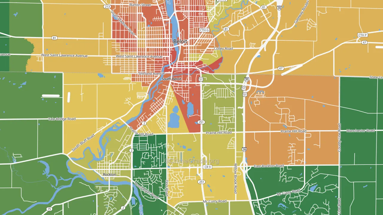 South Beloit, IL Map of Assault Rates