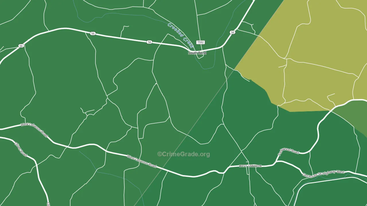 South Bend, PA Map of Assault Rates