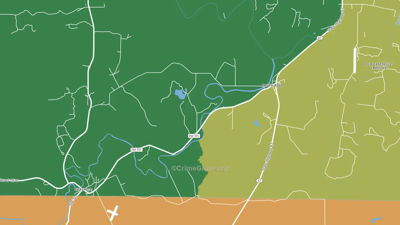 South Bend, TX Map of Assault Rates
