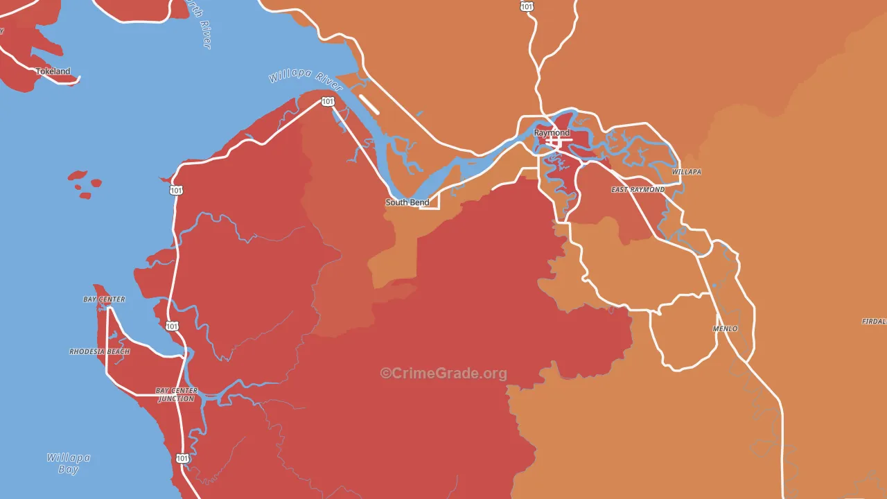 South Bend, WA Map of Assault Rates