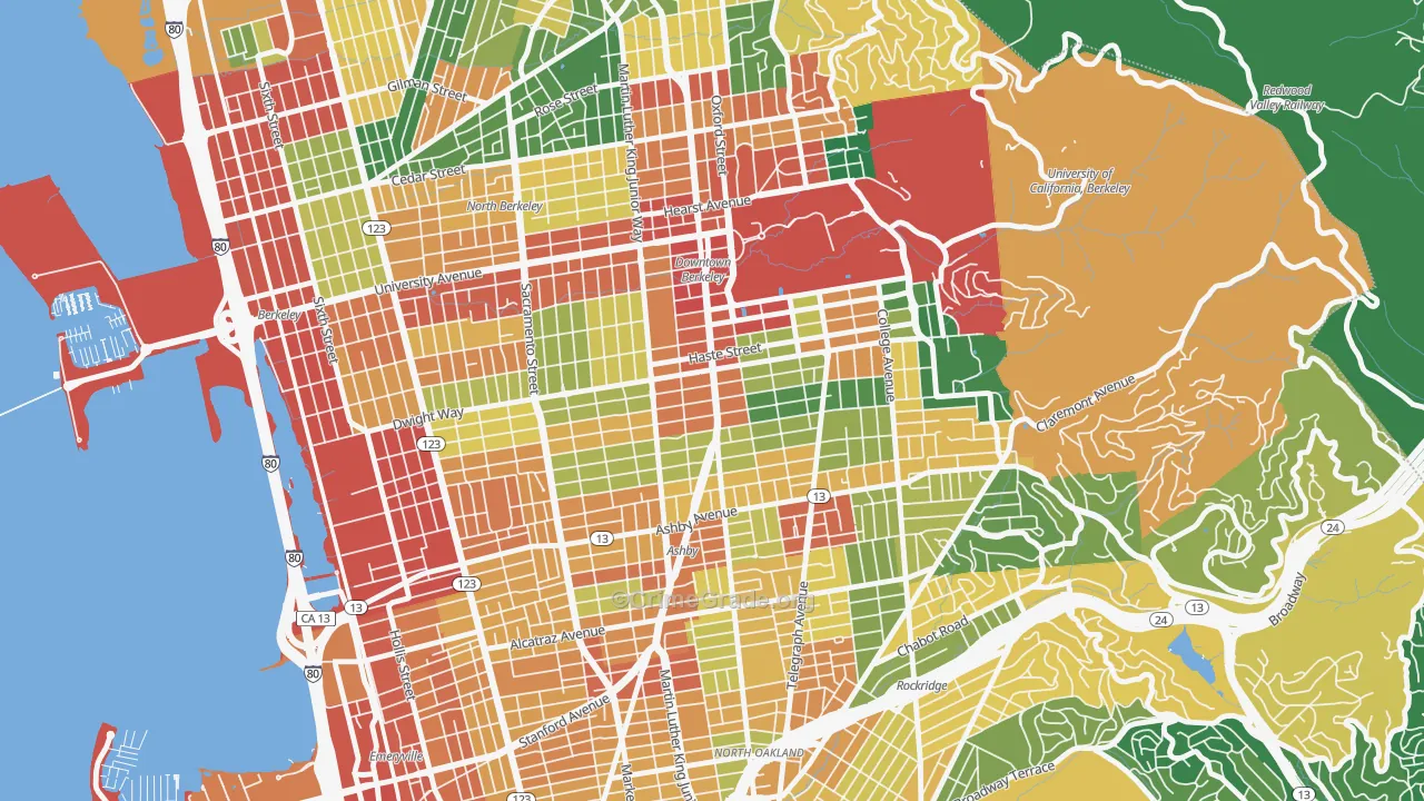South Berkeley, Berkeley, CA Map of Assault Rates