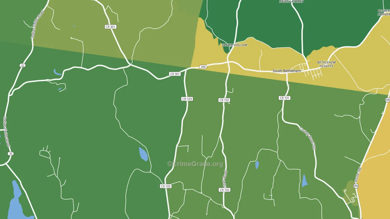 South Bethlehem, NY Map of Assault Rates