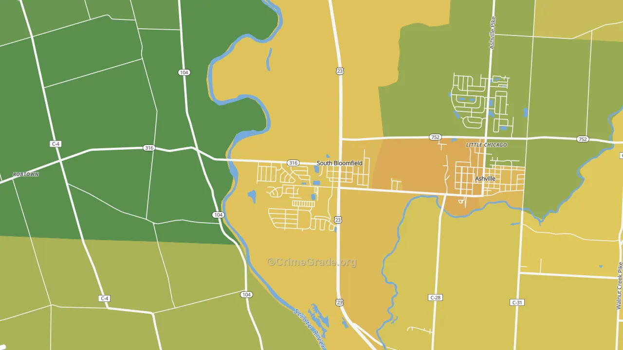 South Bloomfield, OH Map of Assault Rates