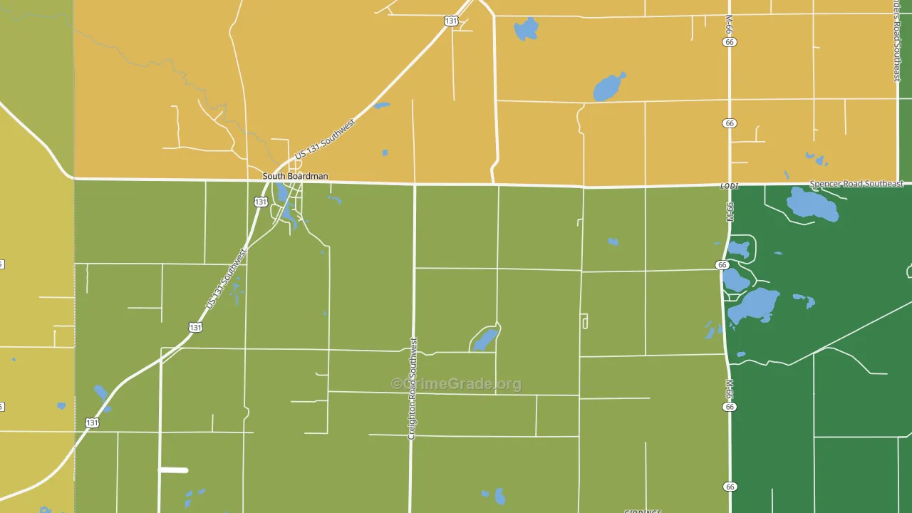 South Boardman, MI Map of Assault Rates