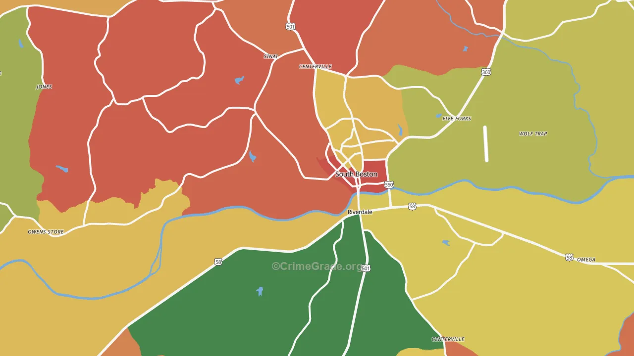 South Boston, VA Map of Assault Rates