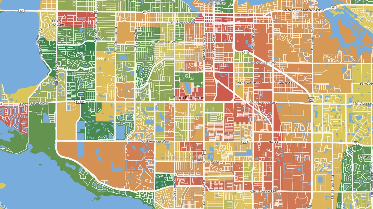 South Bradenton, FL Map of Assault Rates