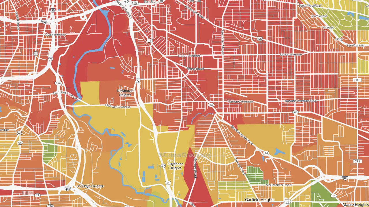 South Broadway, Cleveland, OH Map of Assault Rates