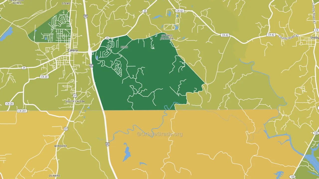 South Calera, AL Map of Assault Rates