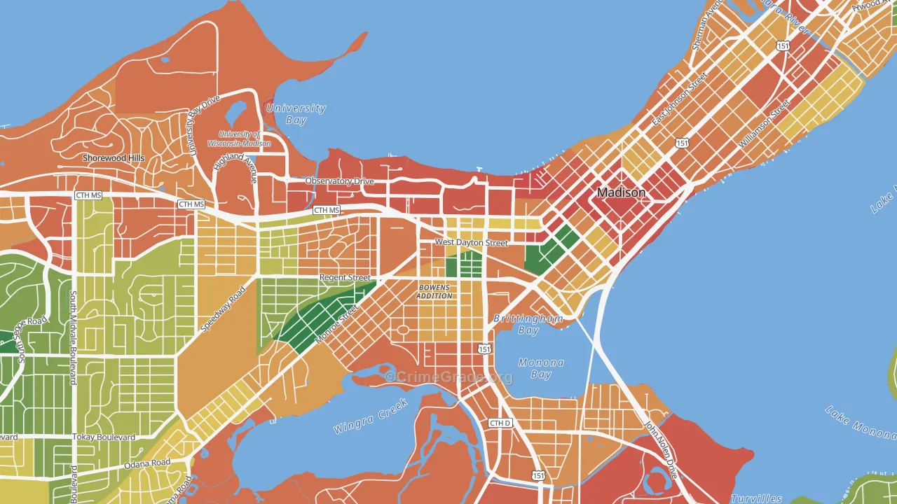 South Campus, Madison, WI Map of Assault Rates