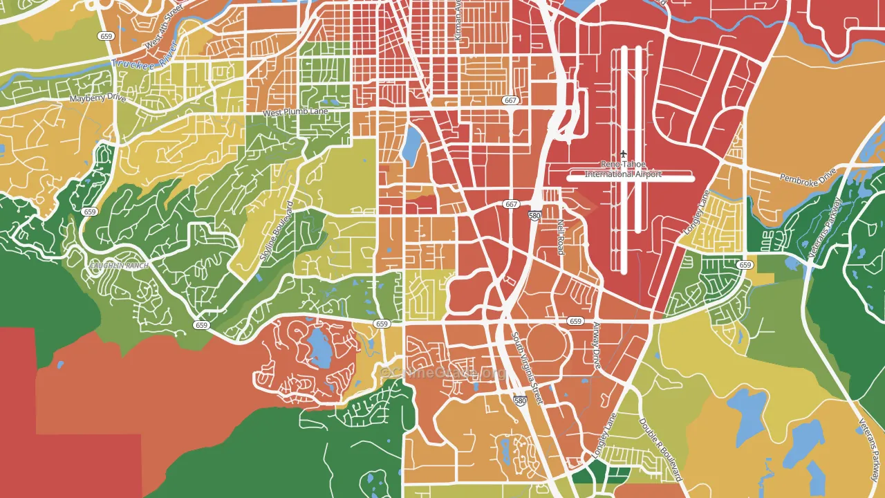 South Central, Reno, NV Map of Assault Rates