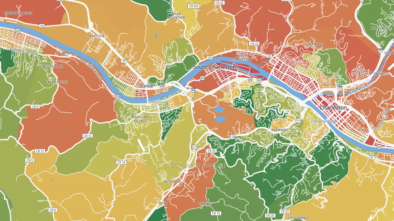 South Charleston, WV Map of Assault Rates