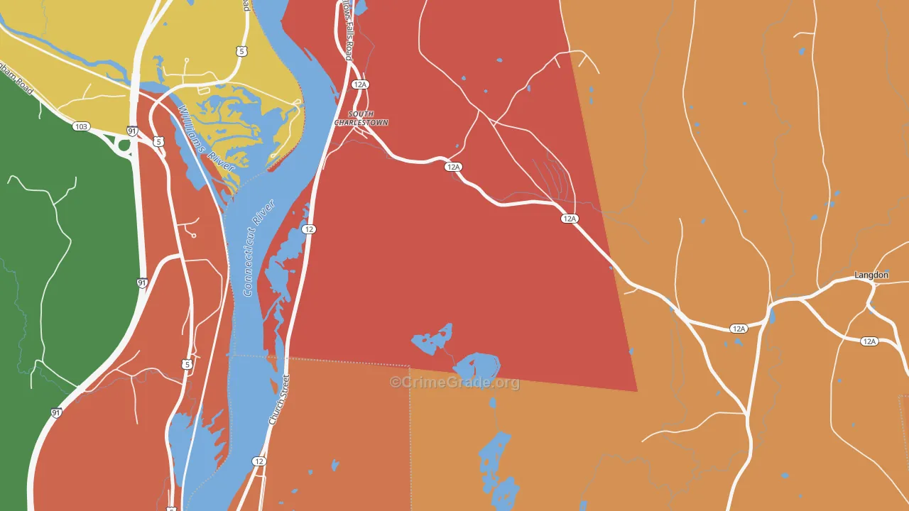 South Charlestown, NH Map of Assault Rates