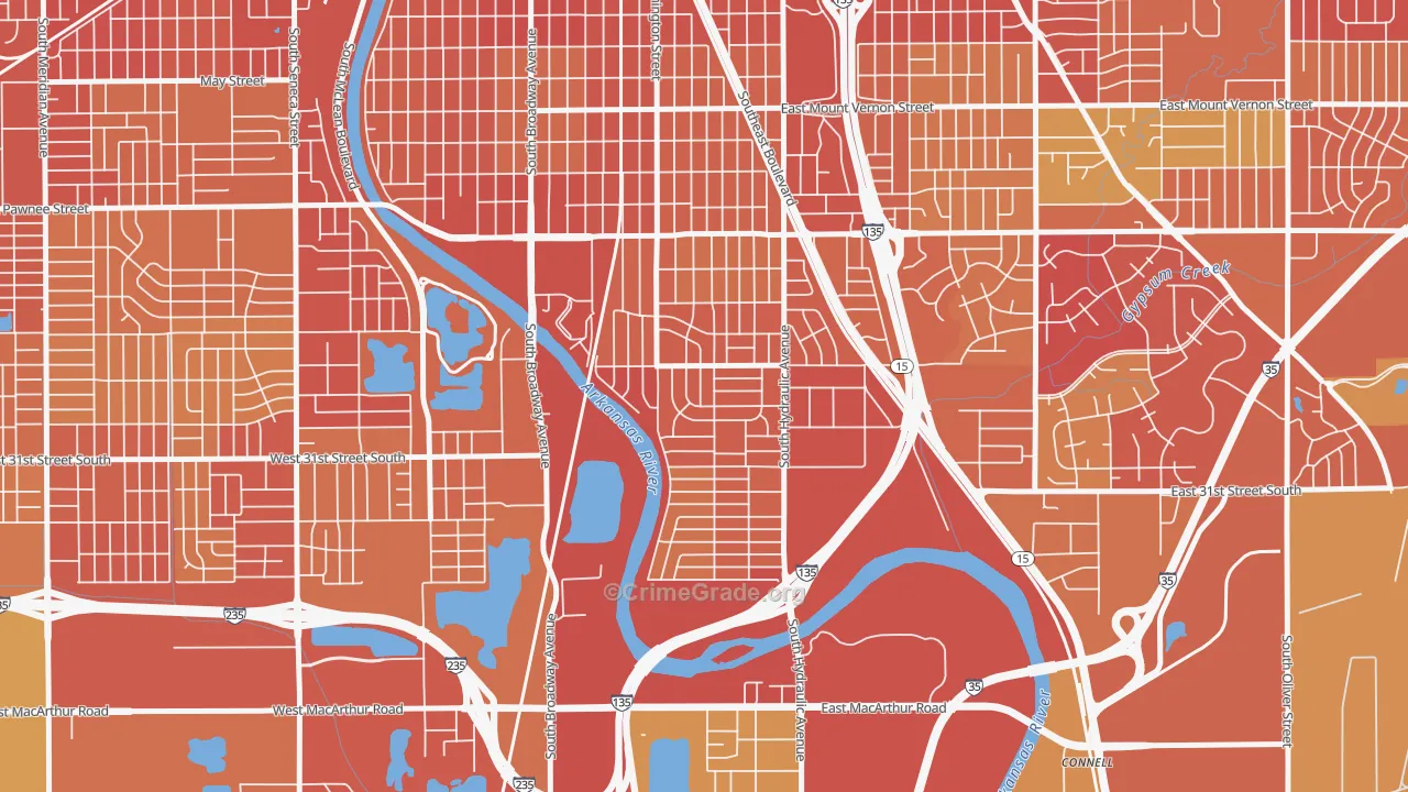 South City Community, Wichita, KS Map of Assault Rates