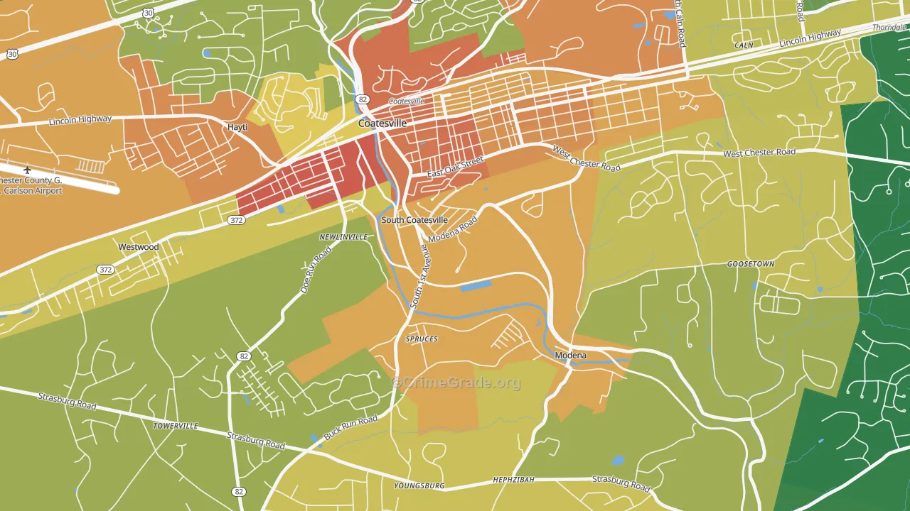 South Coatesville, PA Map of Assault Rates