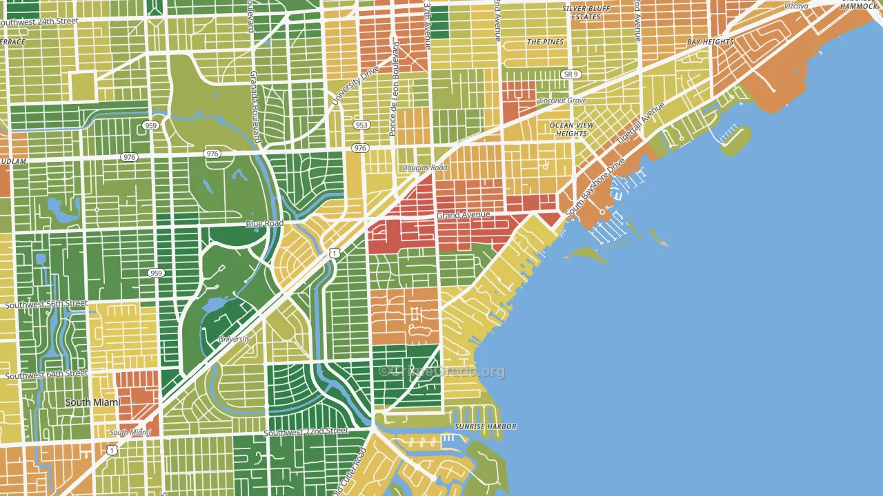 South Coconut Grove, Miami, FL Map of Assault Rates