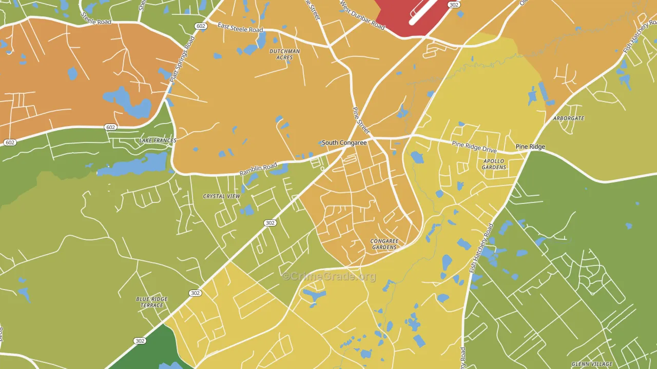 South Congaree, SC Map of Assault Rates