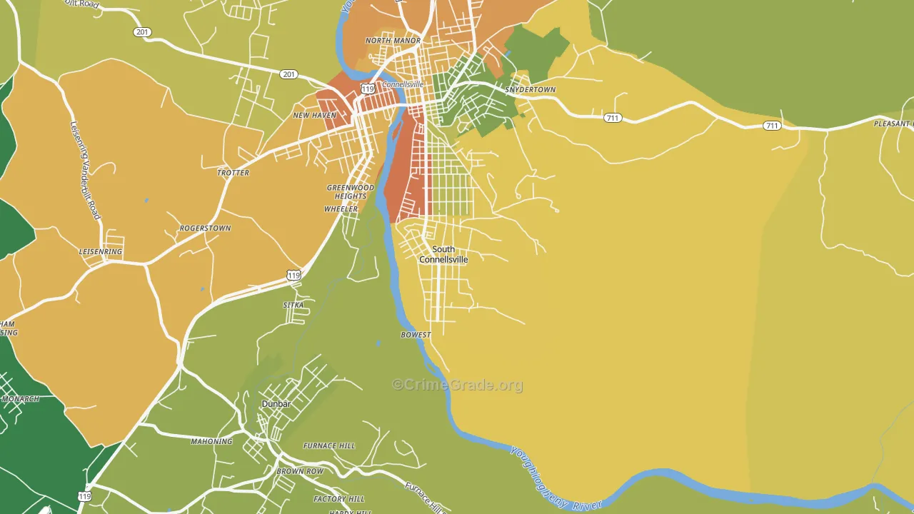 South Connellsville, PA Map of Assault Rates