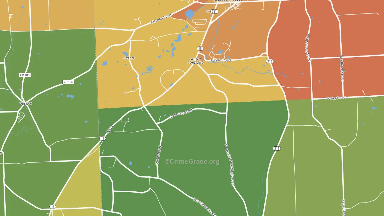 South Cortland, NY Map of Assault Rates