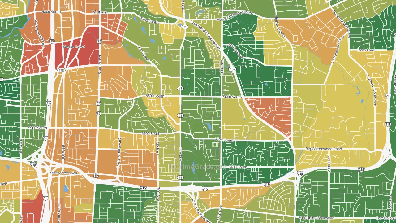 South Cottonwood Acres, Murray, UT Map of Assault Rates