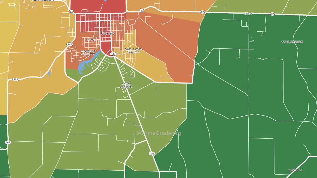 South Crossett, AR Map of Assault Rates