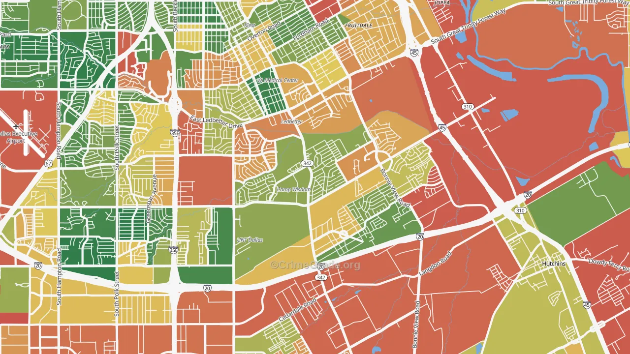 South Dallas Fair Park, Dallas, TX Map of Assault Rates
