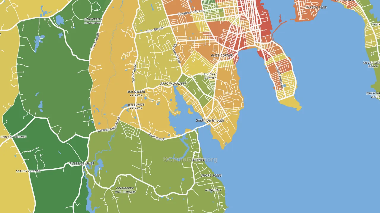 South Dartmouth, MA Map of Assault Rates
