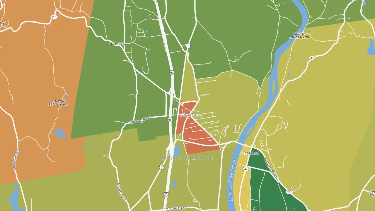 South Deerfield, MA Map of Assault Rates